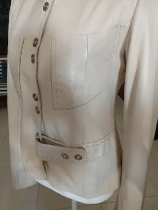 Blazer vera pelle beige taglia S