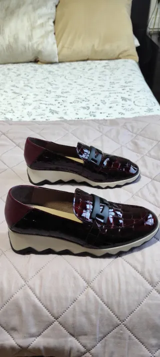 Mocasines Wonders Mujer Rojo Charol