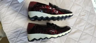 Mocasines Wonders Mujer Rojo Charol