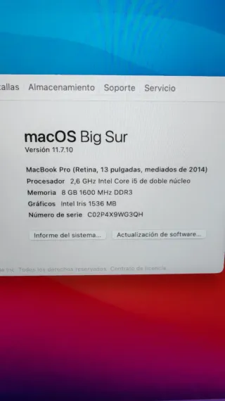 MacBook Pro Retina 13 Plata