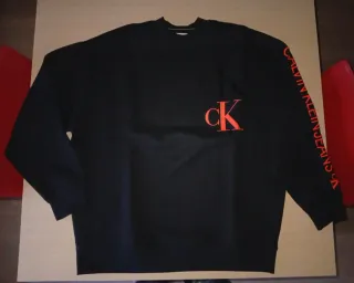 Sudadera Calvin Klein Logo Negro Naranja