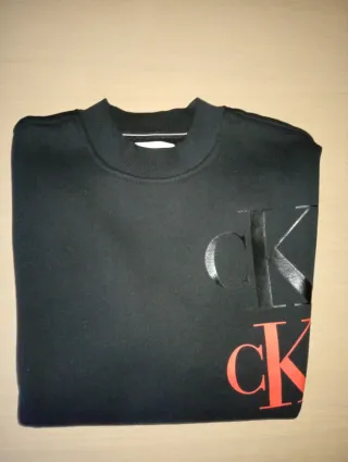 Sudadera Calvin Klein Logo Negro Naranja