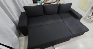 Sofá Cama Chaise Longue Negro