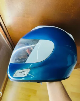 Casco Moto Azul Eléctrico