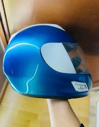 Casco Moto Azul Eléctrico
