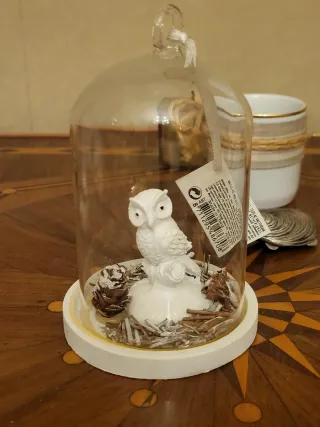 Decorazione gufo in vetro e gesso