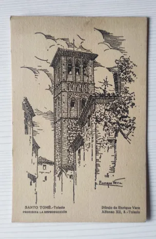 Postal San Román, Toledo - Dibujo Enrique Vera