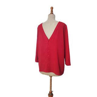 Ba&sh/ Eliet Blusa de crepe rojo sangre S