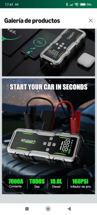 Arrancador Batería, Compresor y Powerbank