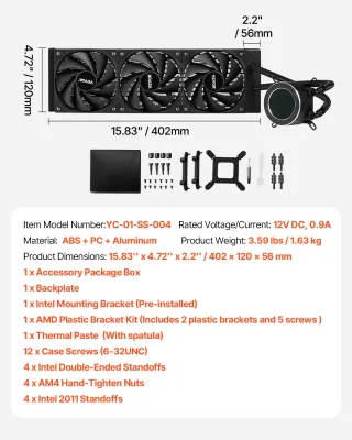 Dissipatore Calore a Liquido AIO CPU 3 Ventole