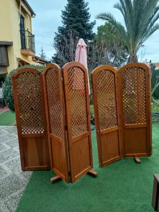 Mampara 3 hojas madera y palillería