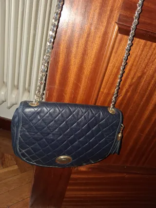Bolso Chanel Piel Azul Marino Acolchado