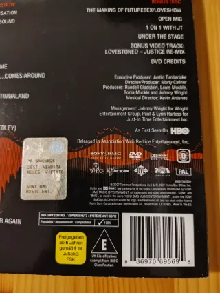 DVD Justin Timberlake Futuresex/Loveshow