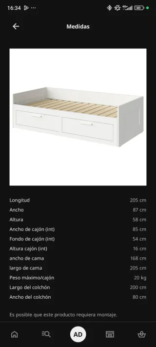 Estructura Diván BRIMNES IKEA 2 cajones
