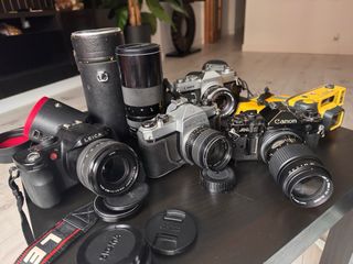 Lote Cámaras y Objetivos Canon, Leica, Pentax, Sig