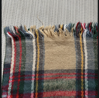 Bufanda de cuadros beige y multicolor