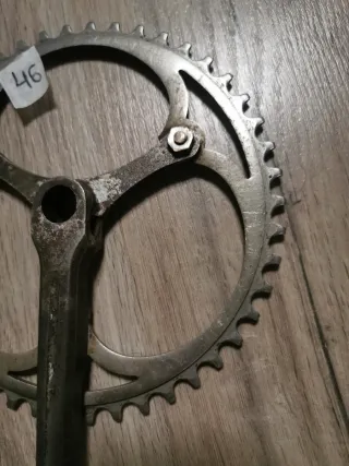 Biela y plato bicicleta antigua