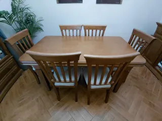 Mesa Abatible Salón + 6 Sillas