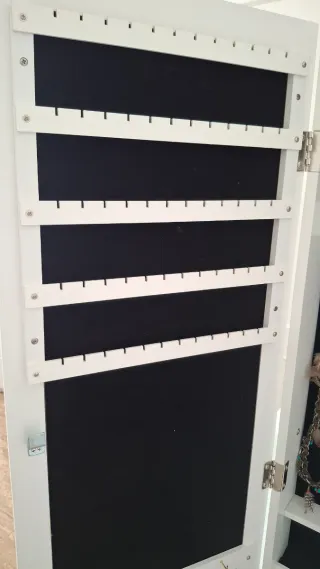 Joyero de pie con espejo blanco