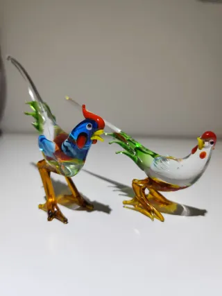 Pareja Faisanes Cristal Murano Multicolor