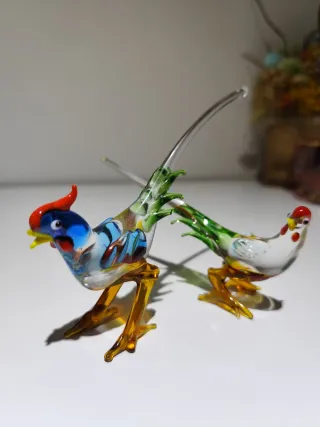 Pareja Faisanes Cristal Murano Multicolor