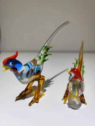 Pareja Faisanes Cristal Murano Multicolor