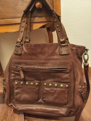 Bolso Piel Marrón Massimo Dutti
