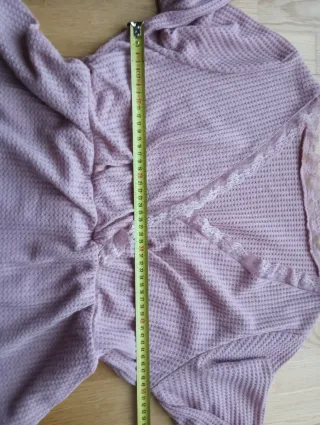 Blusa talla 48-50(2XL) rosa péplum con encajemujer