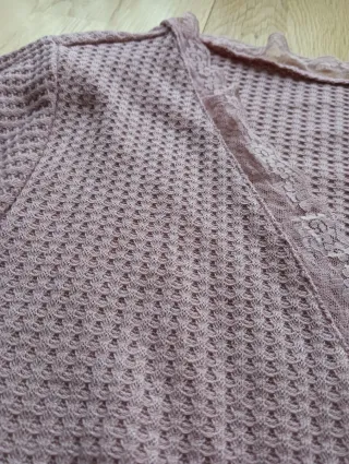 Blusa talla 48-50(2XL) rosa péplum con encajemujer