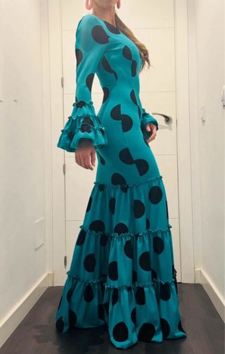 Vestido Flamenca Turquesa Lunares Talla S