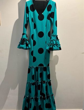 Vestido Flamenca Turquesa Lunares Talla S