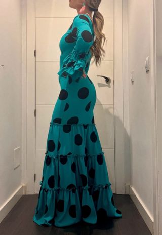 Vestido Flamenca Turquesa Lunares Talla S