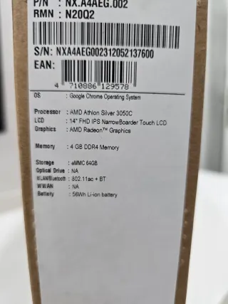 Portátil Acer Chromebook Spin 514 Argento