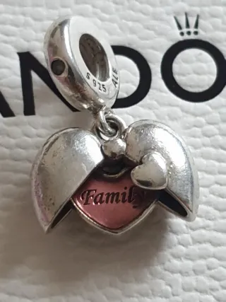 Charm Pandora Cuore Ali Famiglia Argento