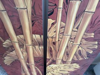 2 Cuadros Bambú y Hojas Tropicales