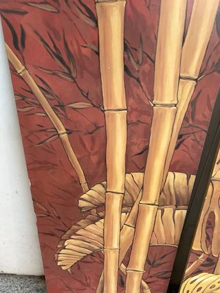 2 Cuadros Bambú y Hojas Tropicales