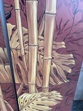 2 Cuadros Bambú y Hojas Tropicales