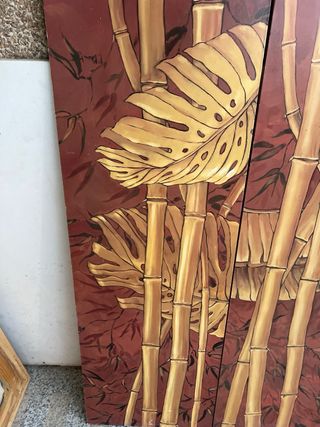 2 Cuadros Bambú y Hojas Tropicales