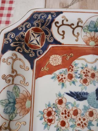 Plato porcelana vintage pájaros Japón