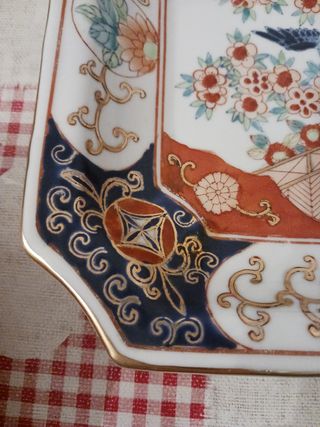 Plato porcelana vintage pájaros Japón