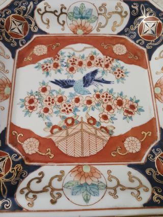 Plato porcelana vintage pájaros Japón