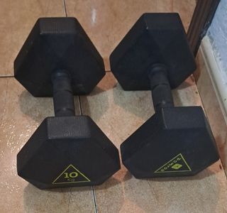 PESAS 2 MANCUERNAS DE 10KG DOMYOS CAUCHO