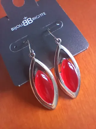 Pendientes Bijou Brigitte Rojo y Plateado