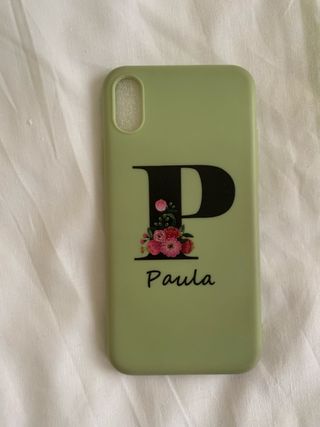 Custodia iPhone XS con iniziale P e fiori