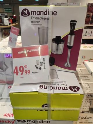 BATIDORA DE MANO POTENTE 1200W ACERO Y ACCESORIOS