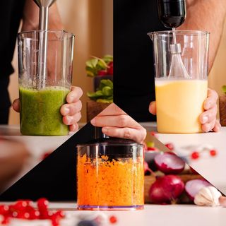 BATIDORA DE MANO POTENTE 1200W ACERO Y ACCESORIOS