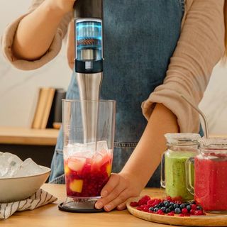 BATIDORA DE MANO POTENTE 1200W ACERO Y ACCESORIOS