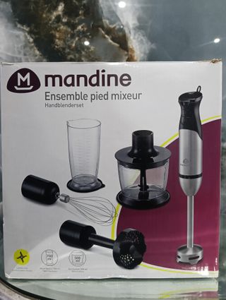 BATIDORA DE MANO POTENTE 1200W ACERO Y ACCESORIOS