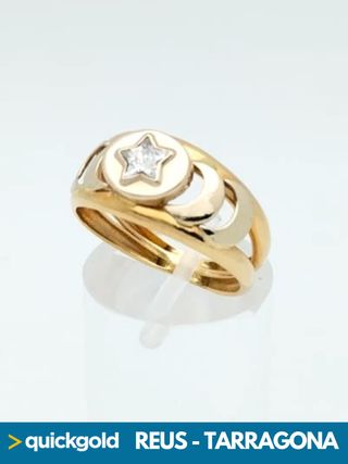 035-01-00789 ANILLO ORO 18K BICOLOR ESTRELLA T16