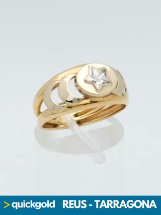 035-01-00789 ANILLO ORO 18K BICOLOR ESTRELLA T16